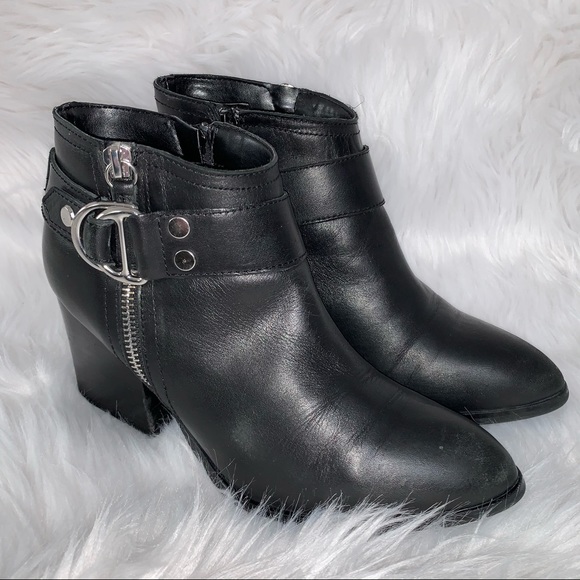 Marc Fisher Victa Moto Black Ankle Heeled Booties - Picture 3 of 10